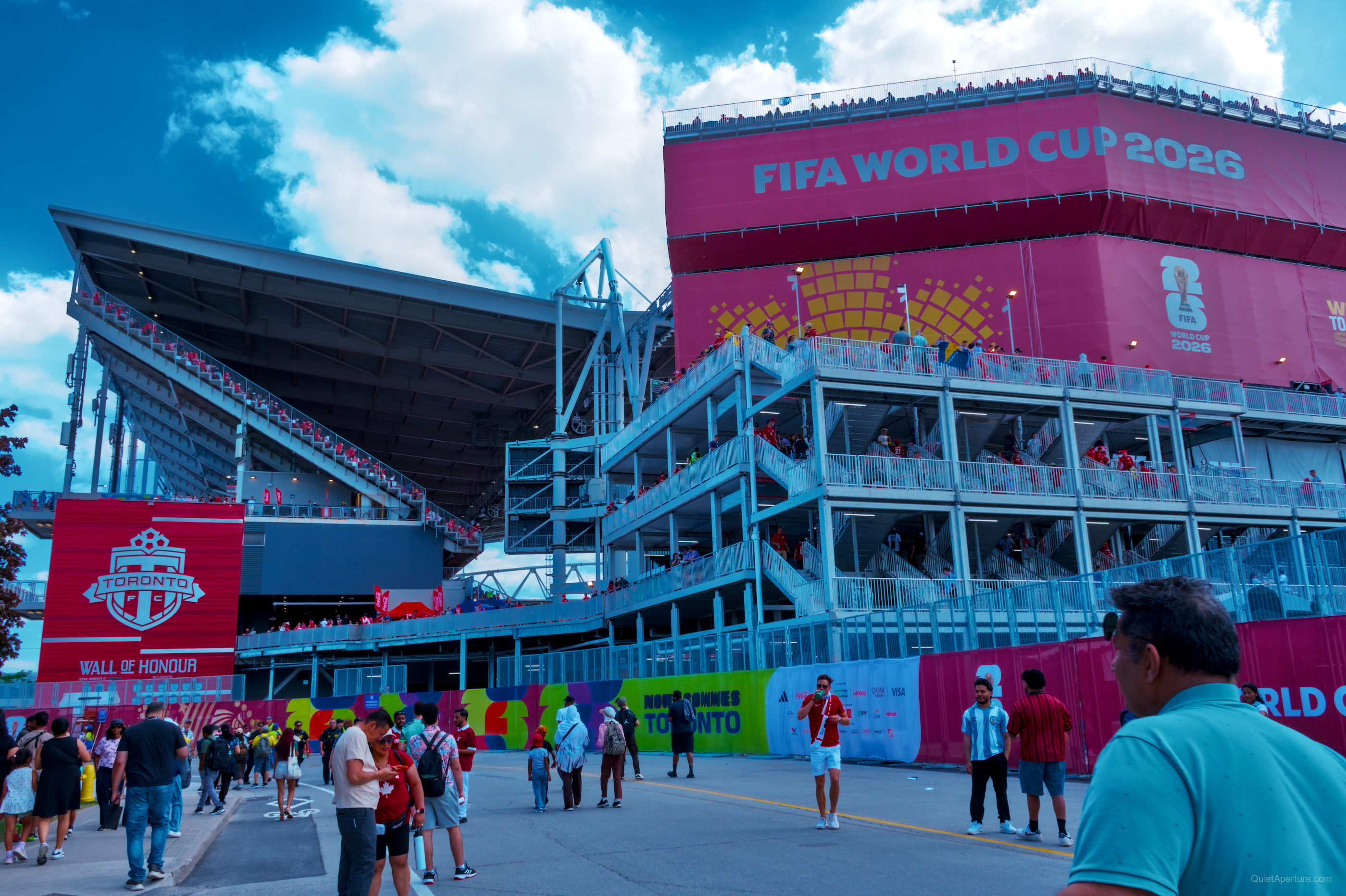 BMO Field with FIFA World Cup 2026 signage before Canada v Bosnia in Toronto.